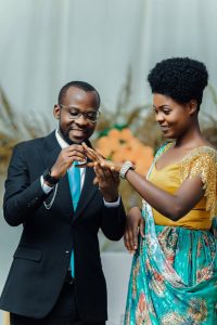 joyful engagement ceremony with ring exchange
